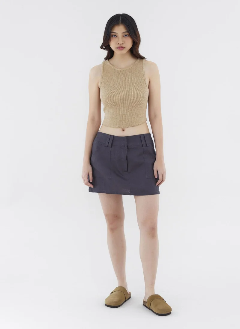 ذا اديتورز ماركت Vanrell Linen Low-Rise Skirt