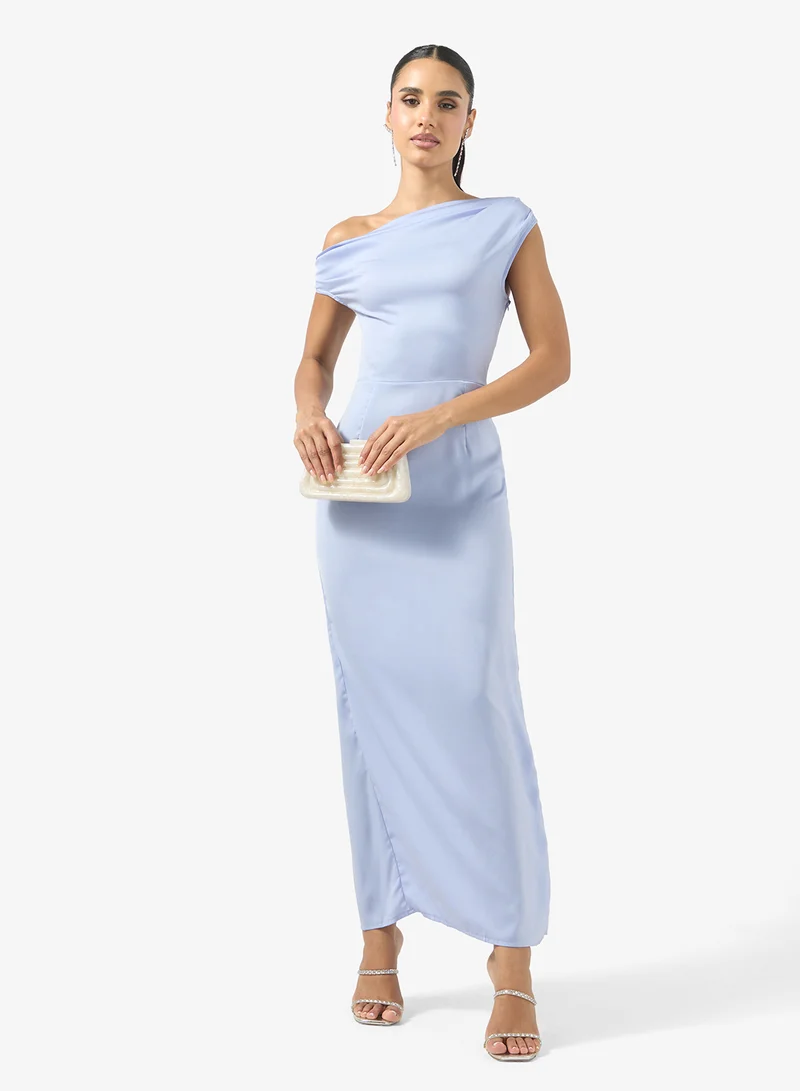 جينجر Drop Shoulder Satin Dress