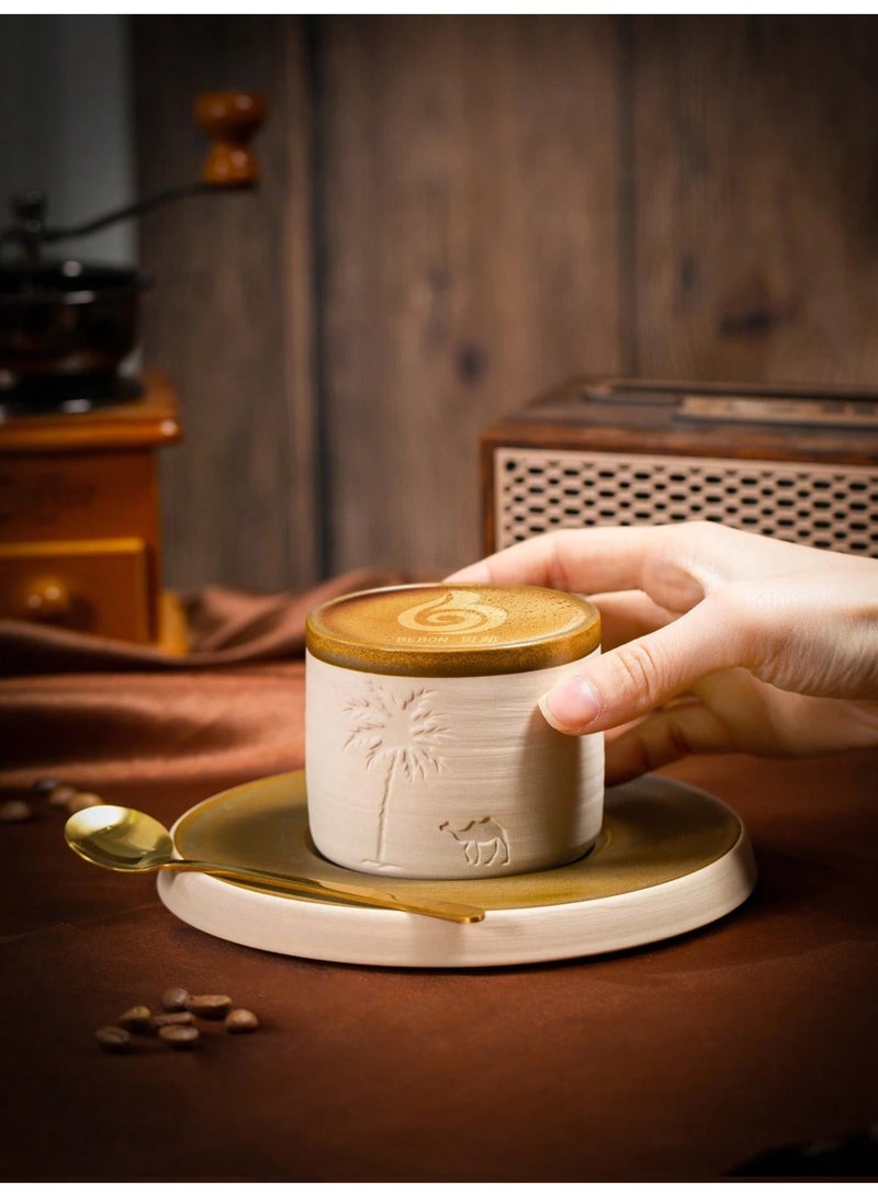 Squarecircle Desert Palm Tree and Camel Pattern Ceramic Coffee Mug, 250ml, Reusable, Hand Wash Only, Perfect for Family Gatherings and Special Occasions, Desert Theme Gift, Desert Coffee Mug | Desert Theme Decor | Ceramic Mug, Back to School Coffee Mug - Image 3