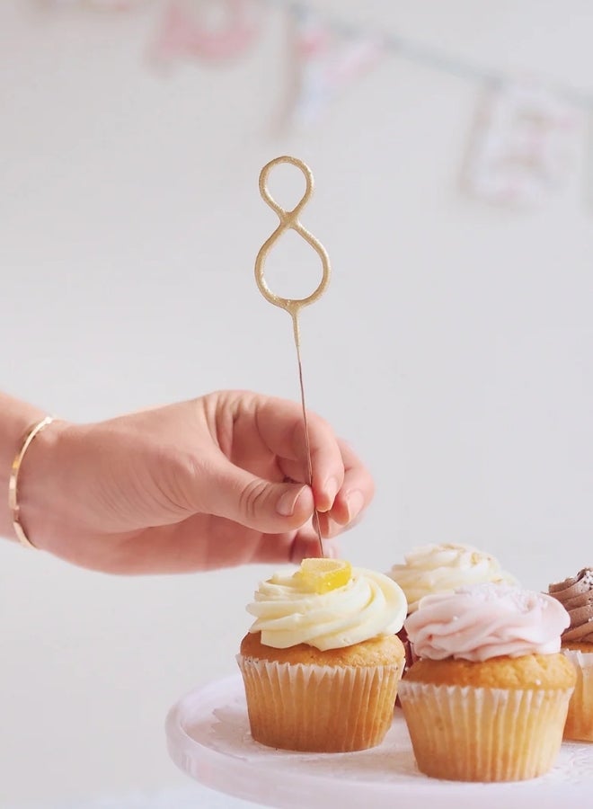 Wondercandle شمعة متلألئة باللون الوردي الذهبي - الرقم 8 - Image 2