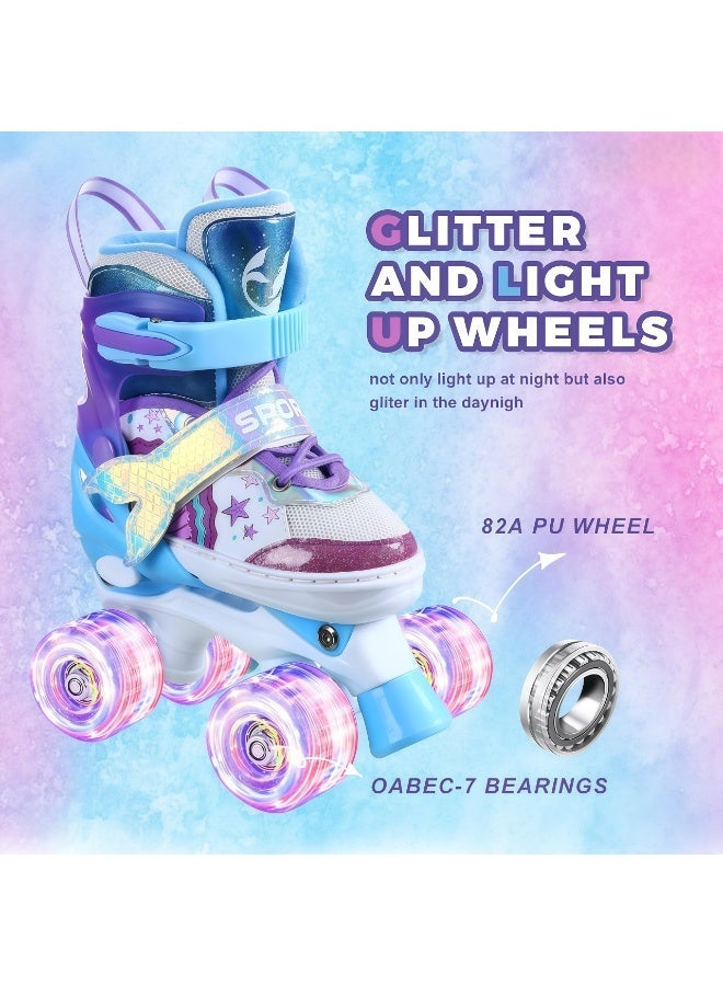 EASY FUTURE Roller Skates for Boys Girls with Flashing Wheels Adjustable Double Row 4 Wheel Skates for Kids Including Full Protective Gear Set 2 Colors 2 Sizes to Choose NO.1303H - Image 2