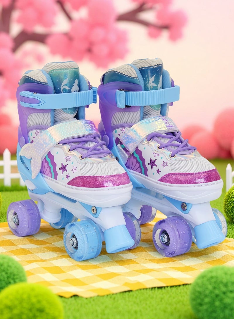 EASY FUTURE Roller Skates for Boys Girls with Flashing Wheels Adjustable Double Row 4 Wheel Skates for Kids Including Full Protective Gear Set 2 Colors 2 Sizes to Choose NO.1303H - Image 5