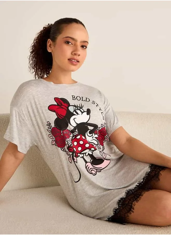 فاف Minnie Mouse Print Sleepshirt with Lace Detail