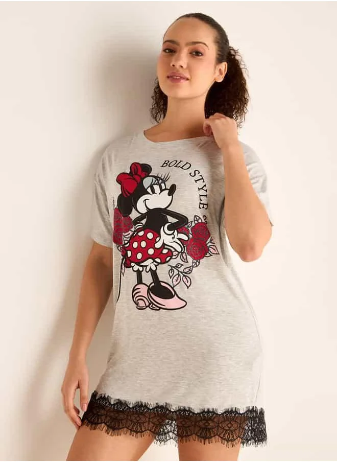 فاف Minnie Mouse Print Sleepshirt with Lace Detail