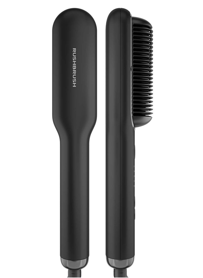 Rush Brush S2 Pentium Hairbrush - 5 Heat Settings from 140°C up to 220°C - PTC Heater - Wide Ceramic Coated Comb Teeth - Ions Technology - Black  - Image 1