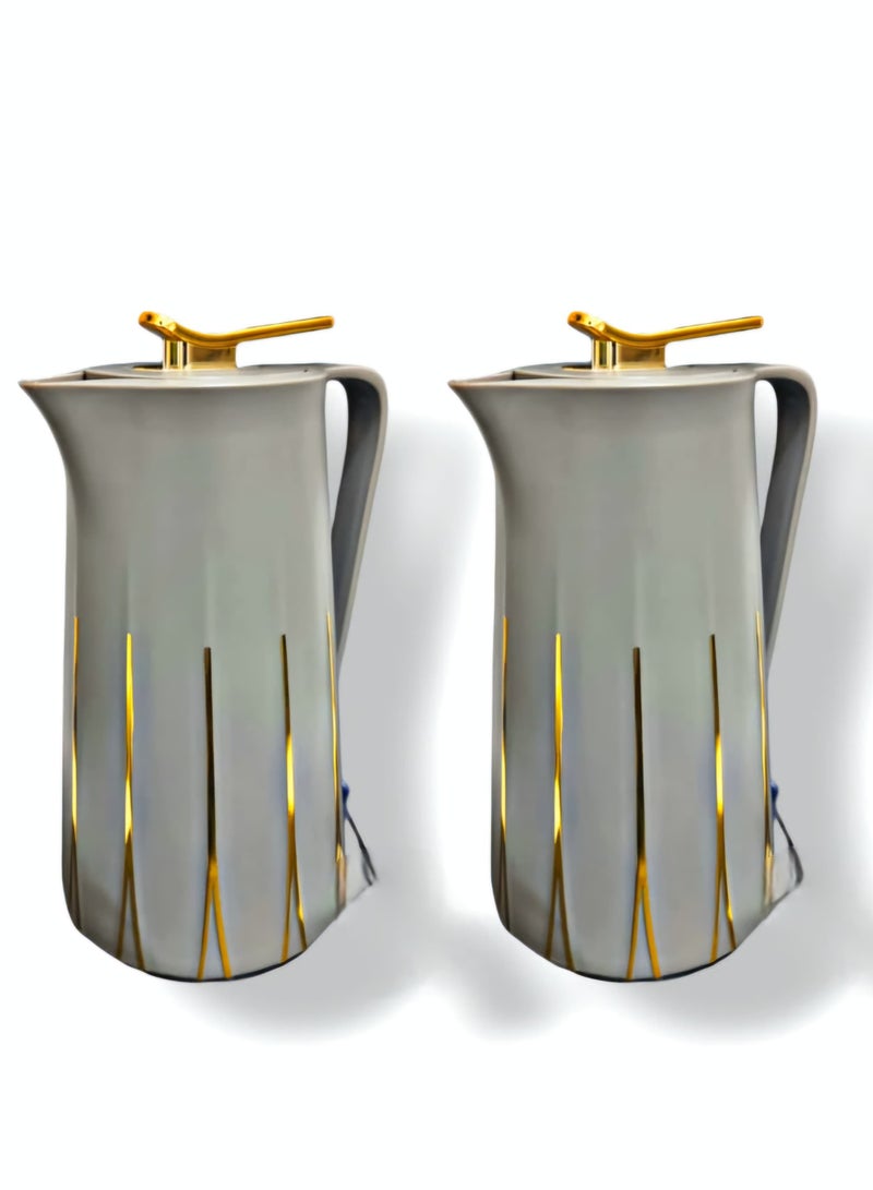 Dejavu 2 Piece Thermos Set 1L + 1L Dark Gery/Golden