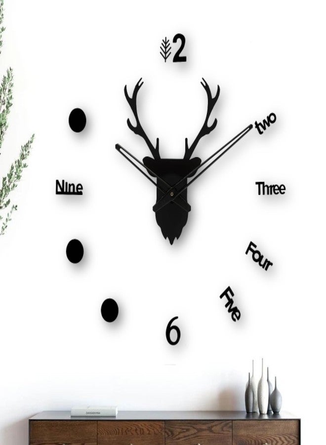 FASTQT Large 3D DIY Acrylic Wall Clock - 60cm x 60cm | Black Glossy Finish | Easy Installation with Full Paper Wall Map | Modern Decorative Clock for Home, Living Room, Office (Creative) - Image 1