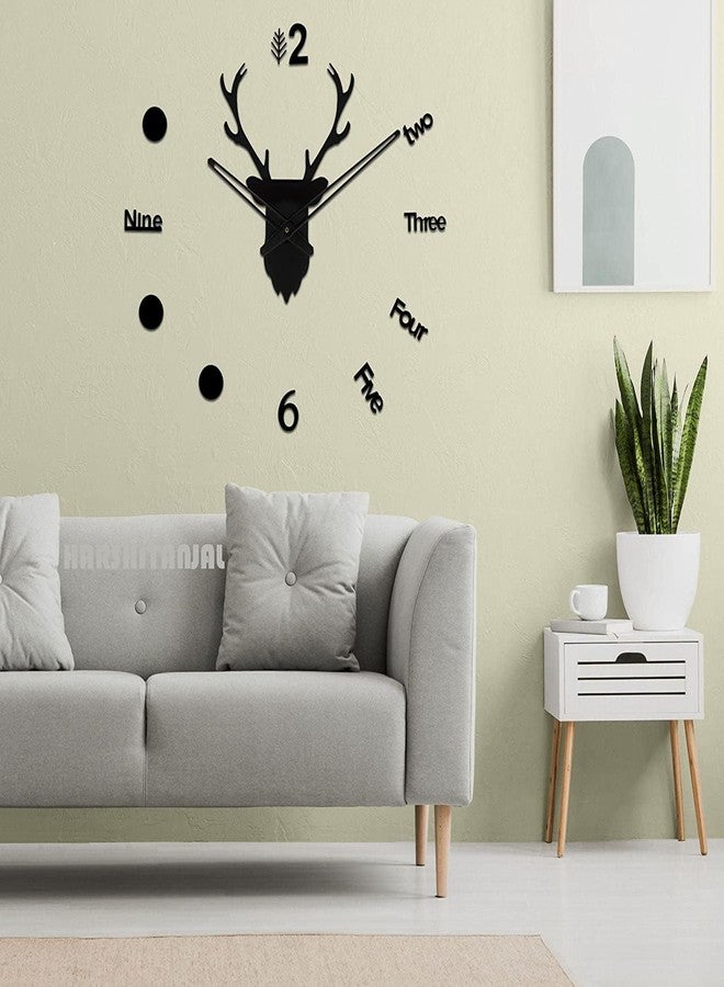 FASTQT Large 3D DIY Acrylic Wall Clock - 60cm x 60cm | Black Glossy Finish | Easy Installation with Full Paper Wall Map | Modern Decorative Clock for Home, Living Room, Office (Creative) - Image 2