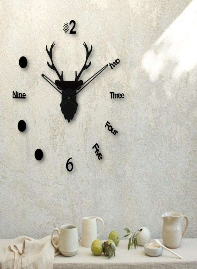FASTQT Large 3D DIY Acrylic Wall Clock - 60cm x 60cm | Black Glossy Finish | Easy Installation with Full Paper Wall Map | Modern Decorative Clock for Home, Living Room, Office (Creative) - Image 5