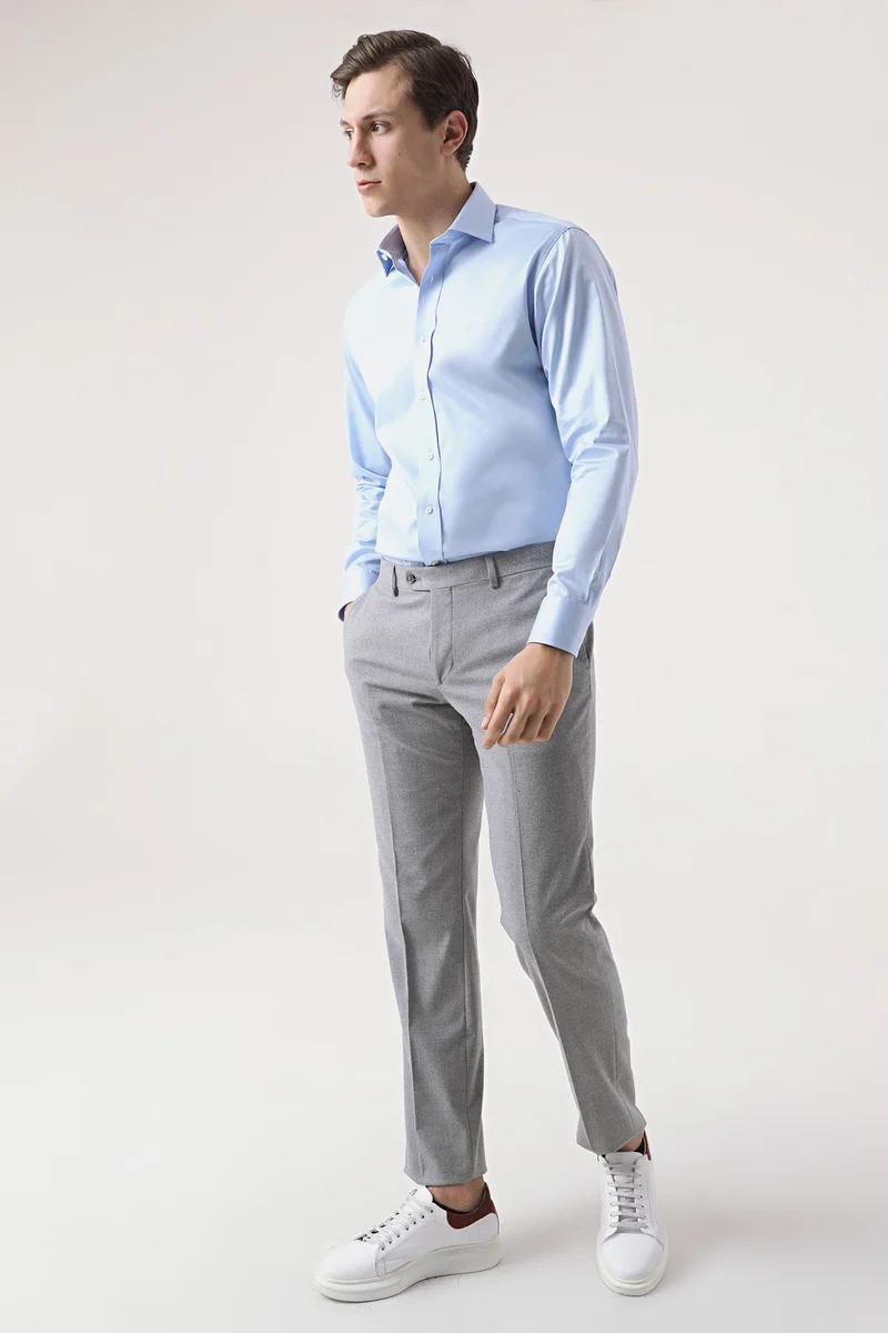 D'S DAMAT D'S Groom Gray Plain Fabric Trousers 7HF03KV49320D