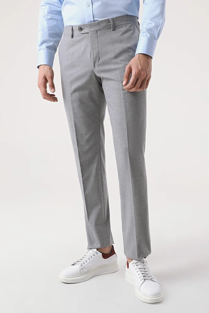 D'S DAMAT D'S Groom Gray Plain Fabric Trousers 7HF03KV49320D