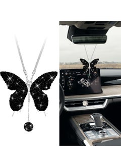 Generic Butterfly Shaped Car Charms - Shiny Butterfly Car Pendant - Women's Crystal Rearview Mirror Charms, Lucky Charms, Elegant Car Interior Decoration (Black)  - Image 1