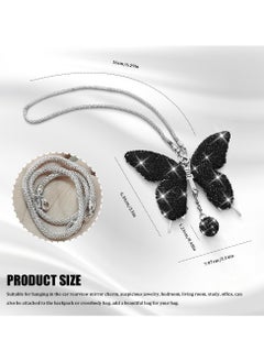 Generic Butterfly Shaped Car Charms - Shiny Butterfly Car Pendant - Women's Crystal Rearview Mirror Charms, Lucky Charms, Elegant Car Interior Decoration (Black)  - Image 2