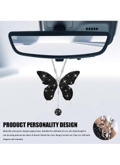 Generic Butterfly Shaped Car Charms - Shiny Butterfly Car Pendant - Women's Crystal Rearview Mirror Charms, Lucky Charms, Elegant Car Interior Decoration (Black)  - Image 4