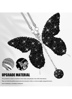 Generic Butterfly Shaped Car Charms - Shiny Butterfly Car Pendant - Women's Crystal Rearview Mirror Charms, Lucky Charms, Elegant Car Interior Decoration (Black)  - Image 3