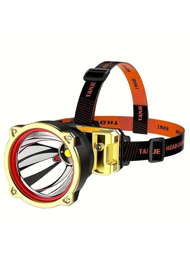 مصباح أمامي ذهبي قابل لإعادة الشحن 1200 مللي أمبير USB 3 أوضاع للتخييم والمشي لمسافات طويلة في الهواء الطلق - Image 2