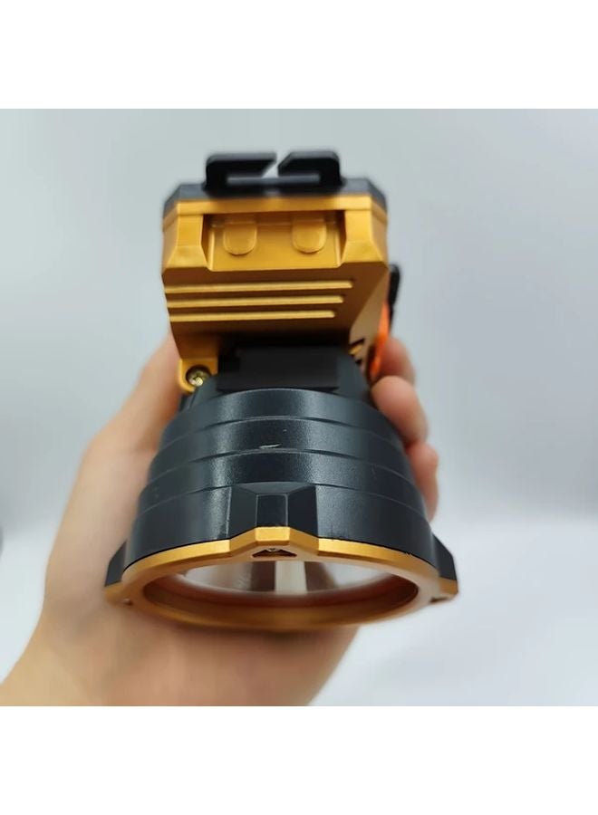 مصباح أمامي ذهبي قابل لإعادة الشحن 1200 مللي أمبير USB 3 أوضاع للتخييم والمشي لمسافات طويلة في الهواء الطلق - Image 3