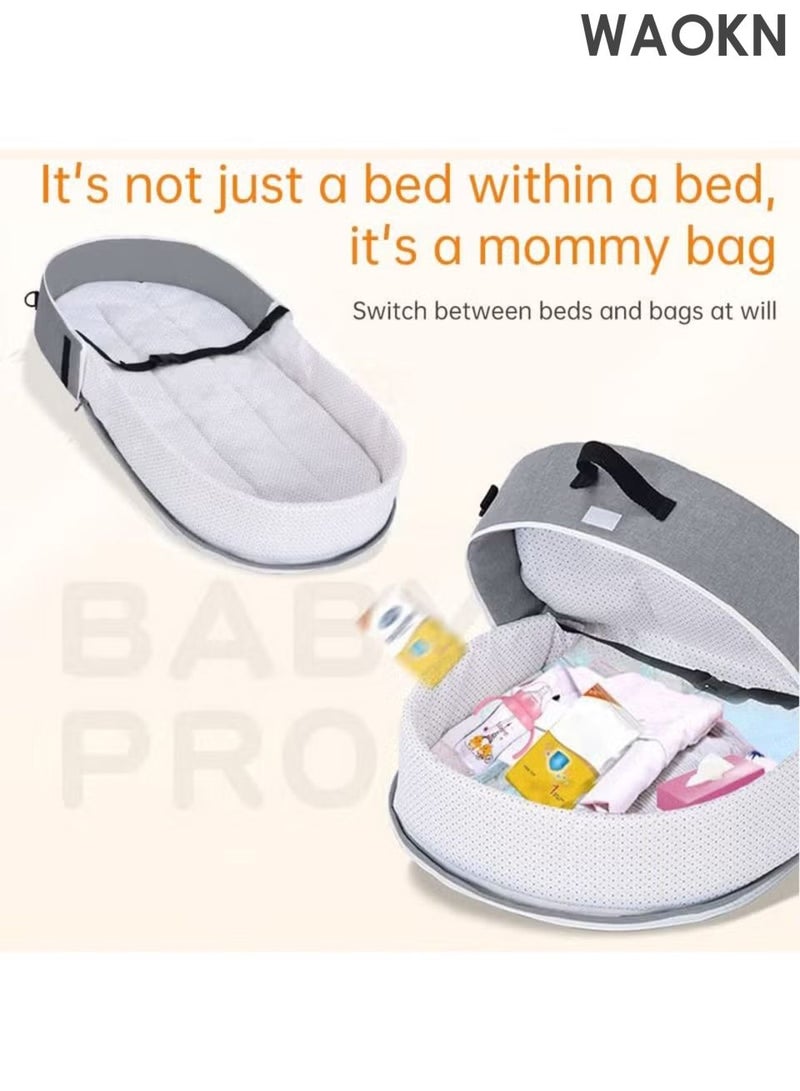 WAOKN Baby Crib Cradle, Travel Cot Portable Baby Bed Travel Bassinet Foldable Infant Crib Baby Cots, Adjustable Canopy Bedside Baby Crib 3 in 1 Folding Baby Bassinet with Mosquito Net,Travel crib,Anti pressure baby crib. - Image 4