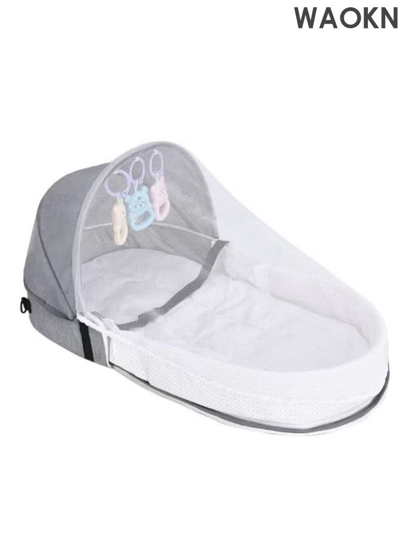 WAOKN Baby Crib Cradle, Travel Cot Portable Baby Bed Travel Bassinet Foldable Infant Crib Baby Cots, Adjustable Canopy Bedside Baby Crib 3 in 1 Folding Baby Bassinet with Mosquito Net,Travel crib,Anti pressure baby crib. - Image 1