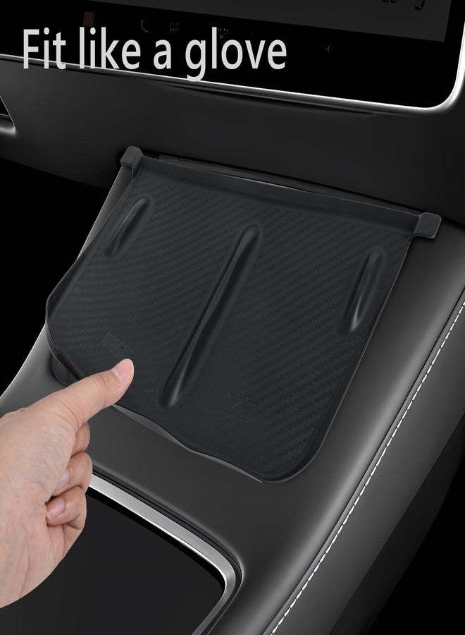 frani Wireless Charging Cover(Black Carbon Fiber Texture) Designed for Tesla Model 3/Y 2021-2024,Tesla Center Console Cover Accessories for Model 3/Y(Not for Model 3 Highland 2024) - Image 3