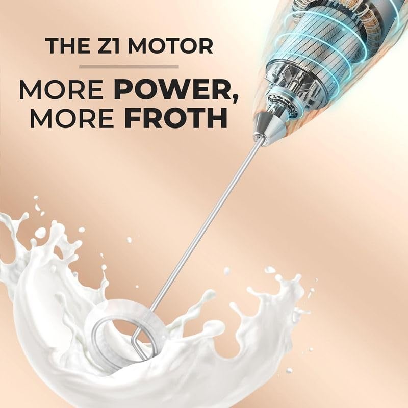 SHARK WAVE Electric Milk Frother with Double Stainless Steel Whisk, Battery Operated, One-Touch Operation, White (White) - Image 4