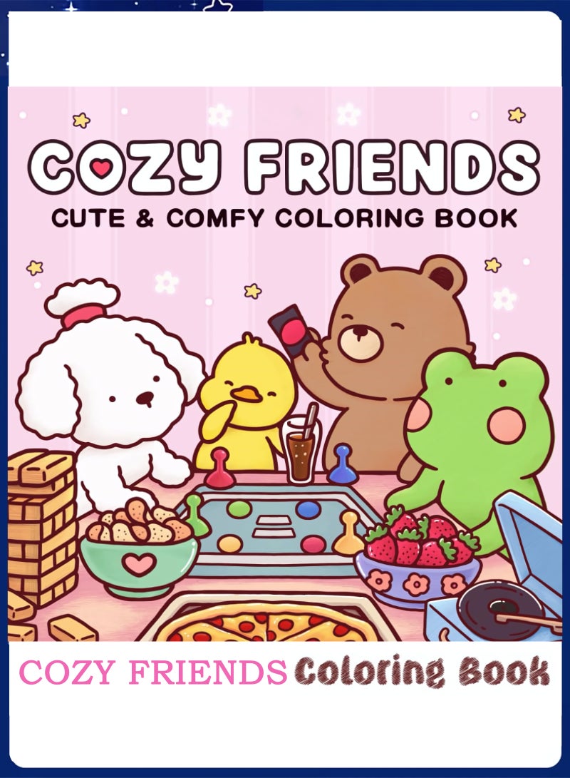 Coloring Book for Adults & Teens, Cozy Friends: Easy-to-Color Relax Book with Fun Illustrations, High-Quality Paper, Coloring Book Daily Relaxation Activity, Perfect Gift for Cozy Spaces & Holiday Gifting - Image 1