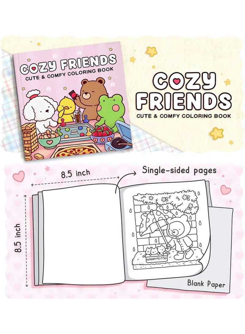 Coloring Book for Adults & Teens, Cozy Friends: Easy-to-Color Relax Book with Fun Illustrations, High-Quality Paper, Coloring Book Daily Relaxation Activity, Perfect Gift for Cozy Spaces & Holiday Gifting - Image 2