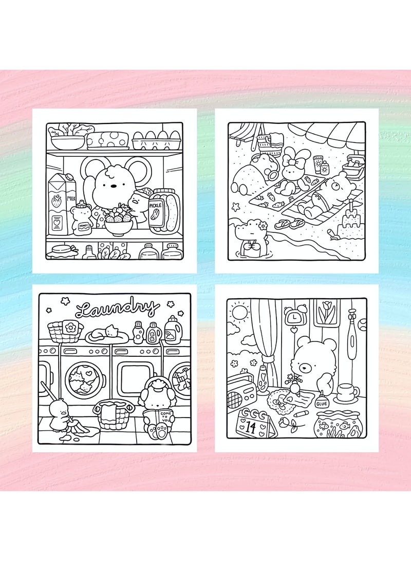 Coloring Book for Adults & Teens, Cozy Friends: Easy-to-Color Relax Book with Fun Illustrations, High-Quality Paper, Coloring Book Daily Relaxation Activity, Perfect Gift for Cozy Spaces & Holiday Gifting - Image 5