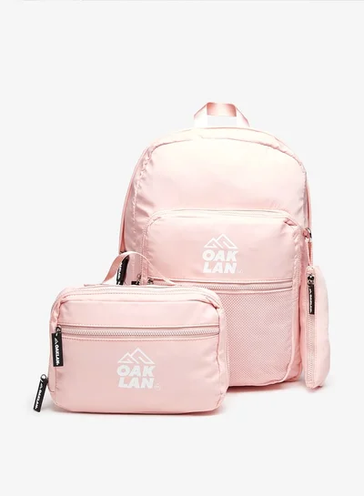 Oaklan by Shoexpress Girls by Shoexpress Logo Print Backpack with Lunch Bag and Pencil Pouch - 42x30x16 cm