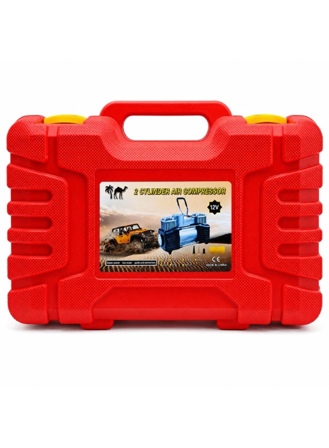 2 Cylinder 12V DC Portable Air Compressor Kit with Tyre Puncture Repair Tools for Cars, Motorcycles & Inflatables - Image 4