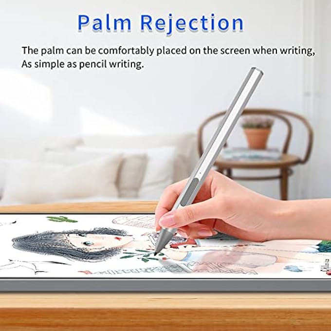 rayihni STYLUS PEN FOR ASUS TRANSFORMER/MINI/ASUS ZENBOOK FLIP/PRO/ASUS VIVOBOOK FLIP/PRO/DUO/ASUS NOTEBOOK, RECHARGEABLE MPP 2.0 TILT ACTIVE PEN WITH 4096 PRESSURE SENSITIVITY, PALM REJECTION,SILVER - Image 3