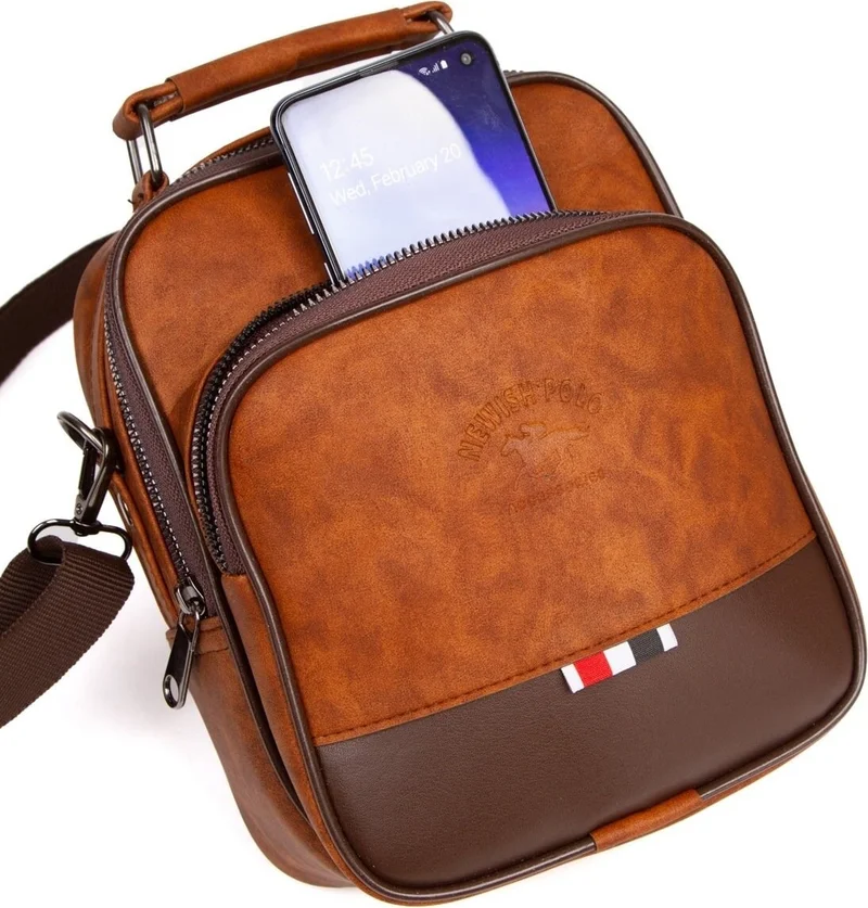 اديلينا باجز Adelina Brown Crazy Leather Handbag and Mechanism Card Holder Set