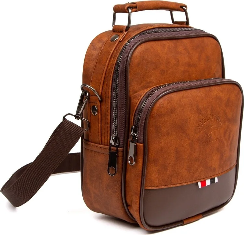 اديلينا باجز Adelina Brown Crazy Leather Handbag and Mechanism Card Holder Set