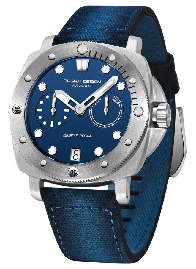 PAGANI DESIGN Men's Fashion Automatic Watches 41MM Metal Frame Blue Dial Leather Strap Sports Waterproof Fashion Business Casual PD1767  - Image 1