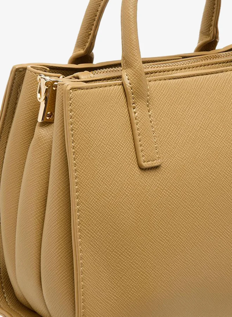 Flora Bella By Shoexpress BEIGE Solid Tote Bag with Double Handle for Women | Best Price UAE