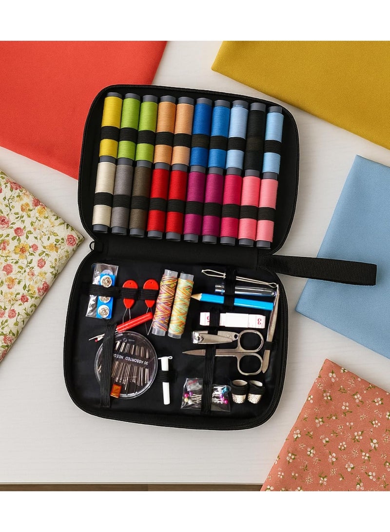 Sewing Kit for Adults and Kids, Package Of 98 Pieces Sewing Supplies and Accessories Includes Multi ColorThreads, with Scissors, Measuring Tape, Needles for Home, Travel, Emergency - Image 3