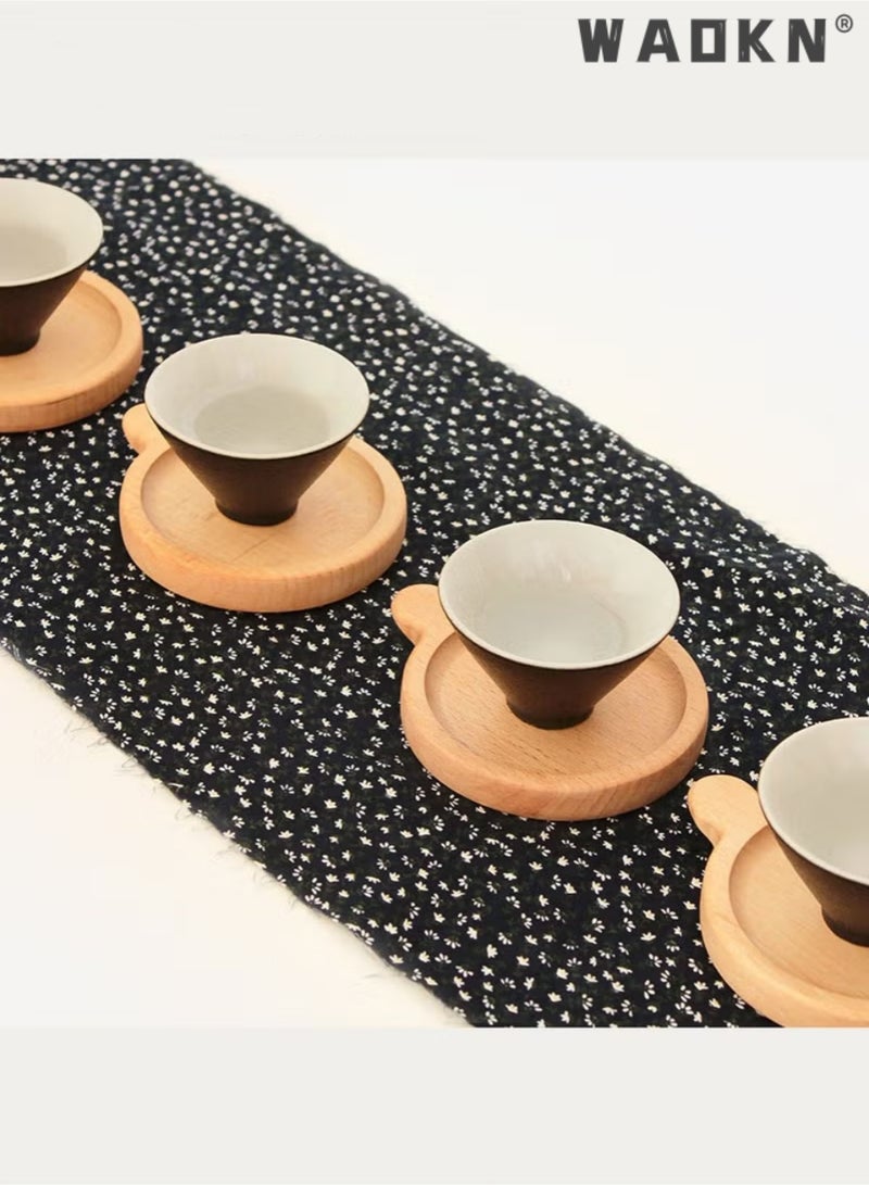 WAOKN Wood Drink Coasters with Holder 2 Pieces Coaster with Handle Wooden Coasters Cup Coaster Set for Coasters are suitable for bar decor, restaurant, hotel, kitchen table top, office table, coffee room, living room, bedroom, study room, indoor or outdoor furniture and so on. Walnut Wood - Image 5