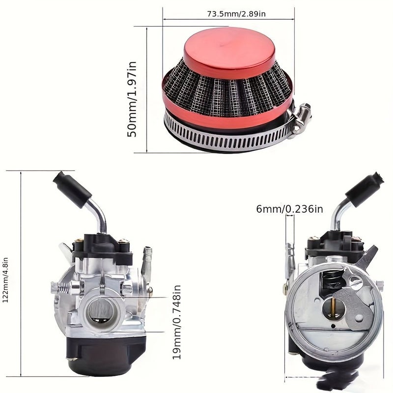 مصفاة هواء كاربوريتور أحمر 58 ملم لمحركات ثنائية الشوط سعة 49CC و50CC و37CC و80CC للدراجات النارية الصغيرة والدراجات الهوائية - Image 2