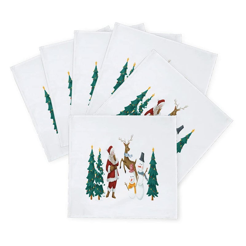 Khakee 6 Pcs Christmas Theme Silk Table Napkins 10x 10 for Xmas Decoration Christmas OrnamentsChristmas Giftxmas21584 - Image 2
