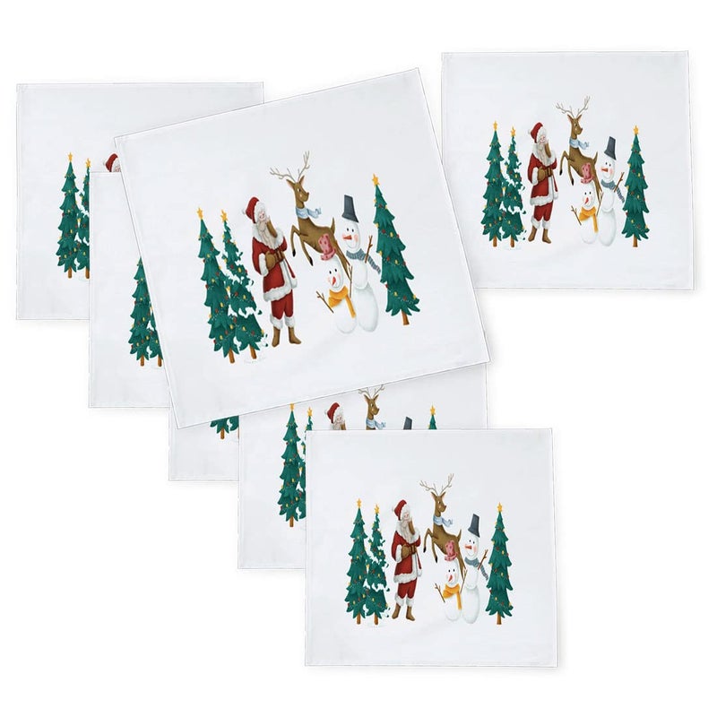 Khakee 6 Pcs Christmas Theme Silk Table Napkins 10x 10 for Xmas Decoration Christmas OrnamentsChristmas Giftxmas21584 - Image 1