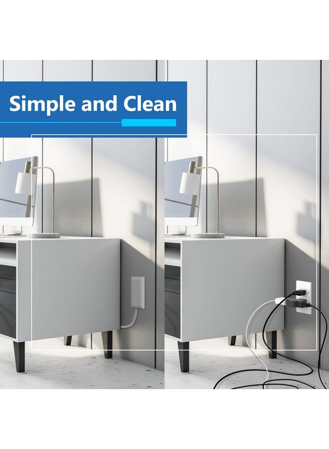 LIDER Flat-Face Outlet Extender with 3 Receptacles, Ultra-Thin Wall Plate Plug with Cord Extender and 3-Outlet Power Strip, 8ft Cord, LWE8-315-W, ETL-Listed, White - Image 4