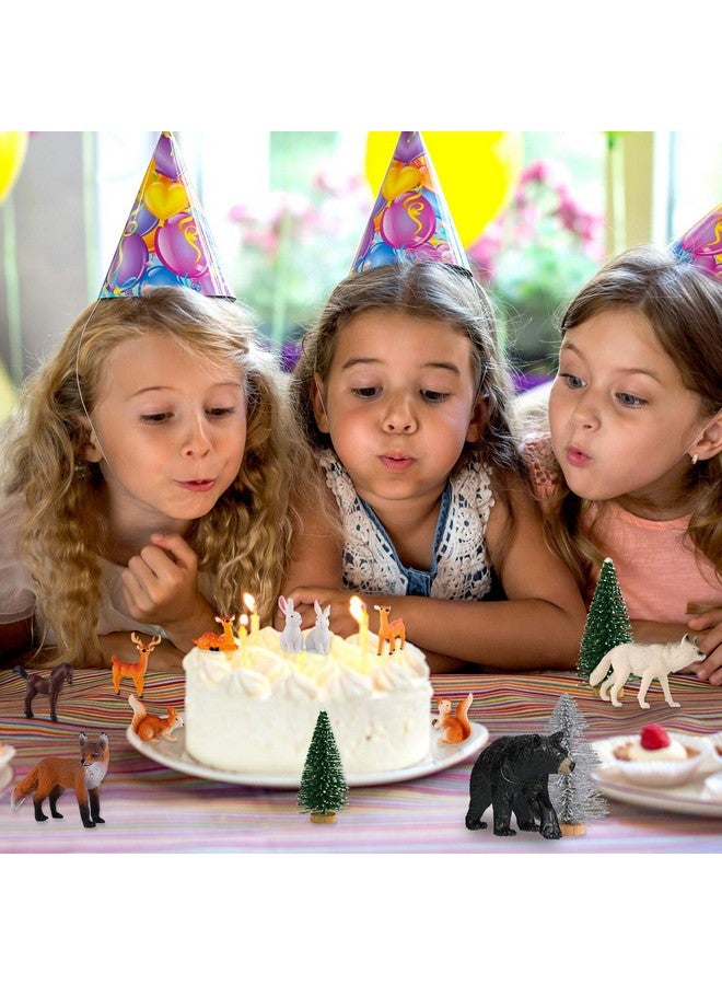 Skylety 18 Piece Wild Forest Animals Figures Toys Set Assorted Creatures Forest Diorama Realistic Plastic Woodland Animals Figurines Model Trees for Birthday Party Favors for Boys and Girls - Image 5