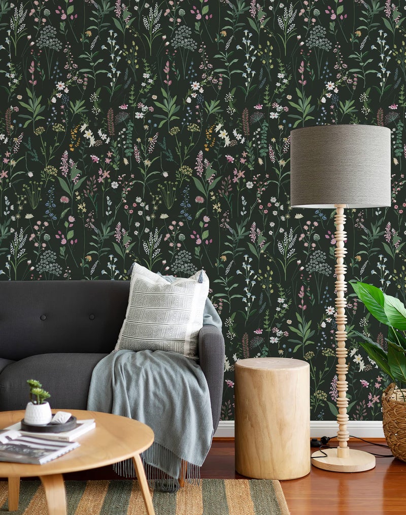 JiffDiff Floral Wallpaper Peel and Stick 17.3"x118" Dark Farm Wildwood Stick on Wallpaper for Home Bedroom Cabinets Thicken Self Adhesive Contact Paper - Image 2