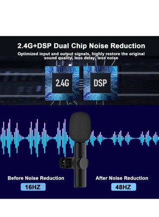 Wireless Lavalier Microphone for iPhone iPad, Android Devices, Mini Lapel Mics Plug-Play 2.4G Ultra-Low Delay Noise Reduction Chip for Video Recording Interview Podcast Vlog YouTube Tiktok - view 5