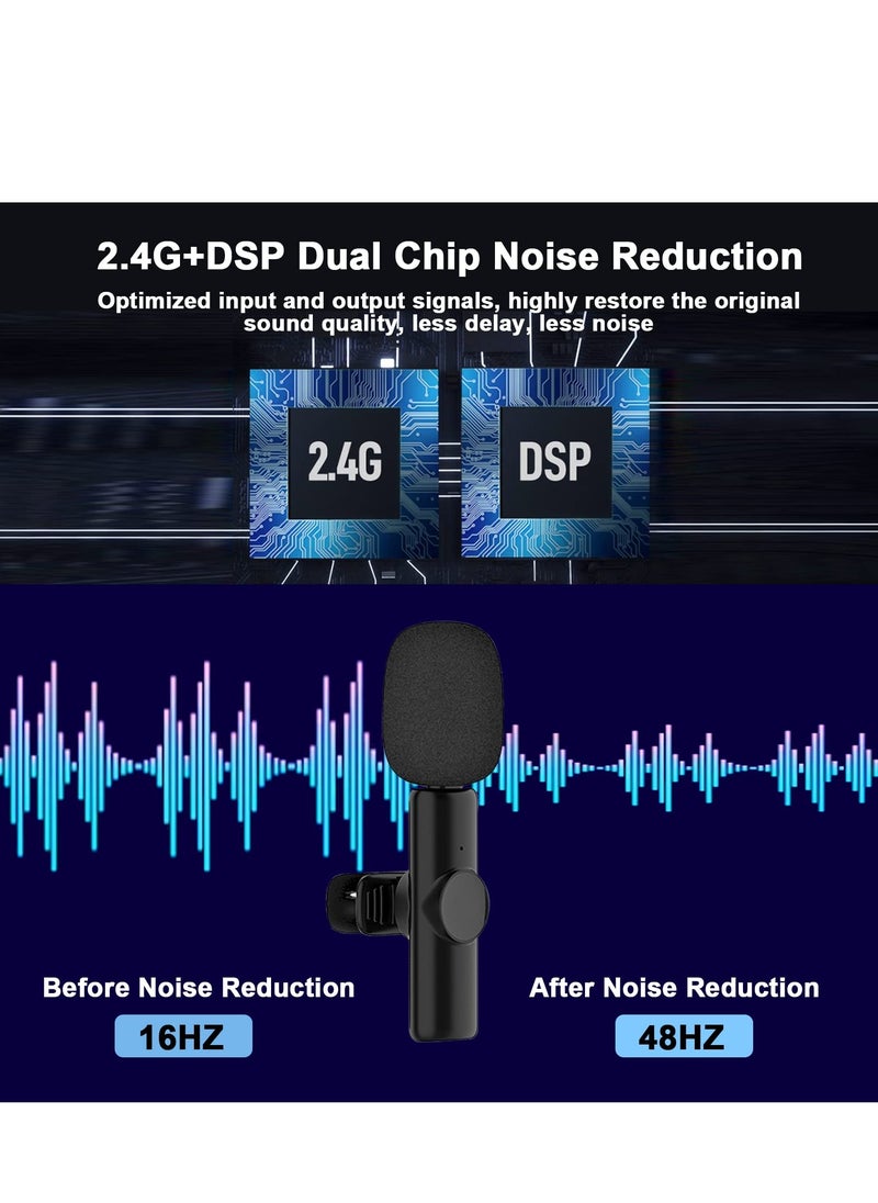 Generic - Wireless Lavalier Microphone for iPhone iPad, Android Devices, Mini Lapel Mics Plug-Play 2.4G Ultra-Low Delay Noise Reduction Chip for Video Recording Interview Podcast Vlog YouTube Tiktok - Image 1