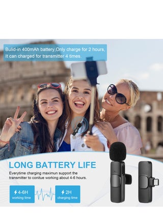 Wireless Lavalier Microphone for iPhone iPad, Android Devices, Mini Lapel Mics Plug-Play 2.4G Ultra-Low Delay Noise Reduction Chip for Video Recording Interview Podcast Vlog YouTube Tiktok - view 2
