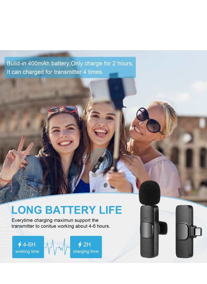 Generic - Wireless Lavalier Microphone for iPhone iPad, Android Devices, Mini Lapel Mics Plug-Play 2.4G Ultra-Low Delay Noise Reduction Chip for Video Recording Interview Podcast Vlog YouTube Tiktok - Image 1
