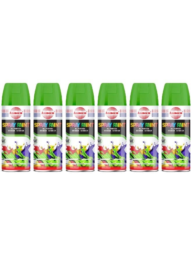 Asmaco Spray Paint - Fluorescent Green - 400 Ml - Set of 06