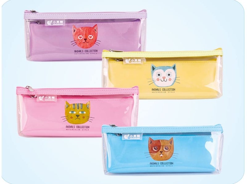 TEMSON Pencil Pouch for Kids - Pencil Box for Boys, Pen & Pencil Pouch Bag, Multi-Purpose Zipper Pencil Case, Stationary Organizer for Kids, Hardtop Canvas Pencil Case (Cute Cat - Purple)(BD-764) - Image 3