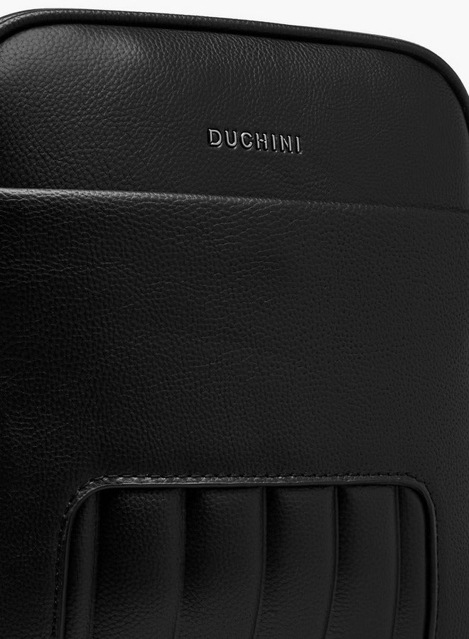 DUCHINI Men's Textured Crossbody Bag with Adjustable Strap and Zip Closure  - Image 4